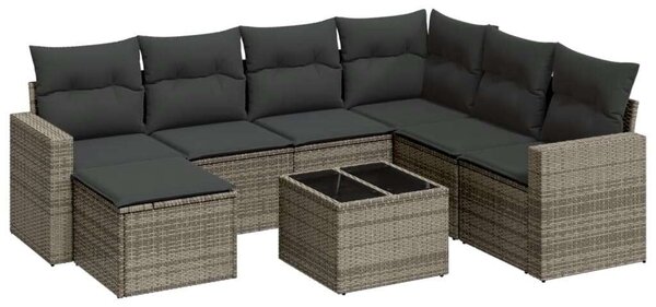 VidaXL Polyrattan Kerti Ülőgarnitúra - 8 részes - Szürke