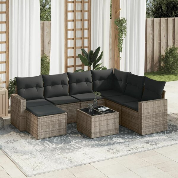 VidaXL Polyrattan Kerti Ülőgarnitúra - 8 részes - Szürke
