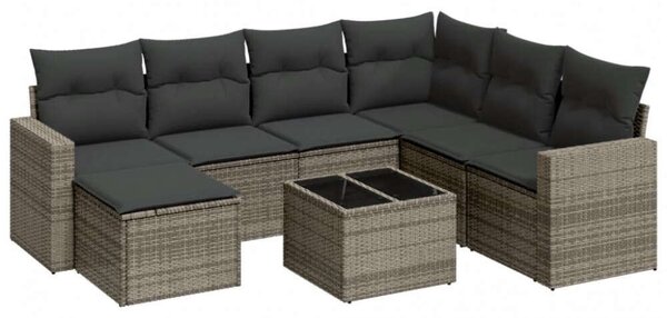 VidaXL Polyrattan Kerti Ülőgarnitúra - 8 részes - Szürke