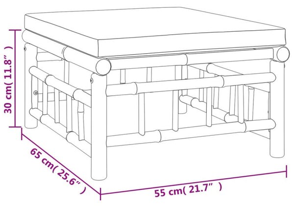 Bambusz Kerti Ülőgarnitúra - 8 részes - Sötétszürke Párnákkal