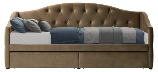 Ágy tárhellyel, 90x200, barna Velvet szövet, ZASKA