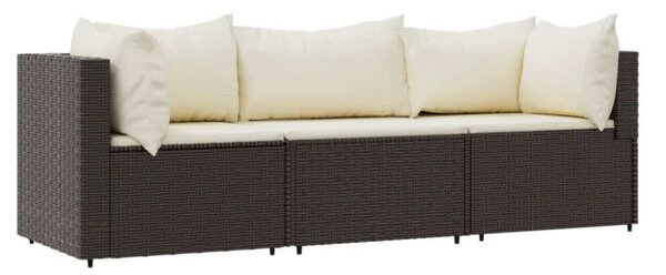 Polyrattan Kerti Ülőgarnitúra - Barna - 3 részes