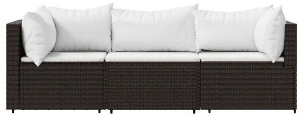 Polyrattan Kerti Ülőgarnitúra - Barna - 3 részes