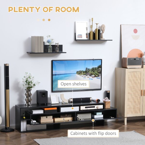 Homcom Modern TV-állvány 130 cm Szekrényekkel és Polcokkal – Fekete