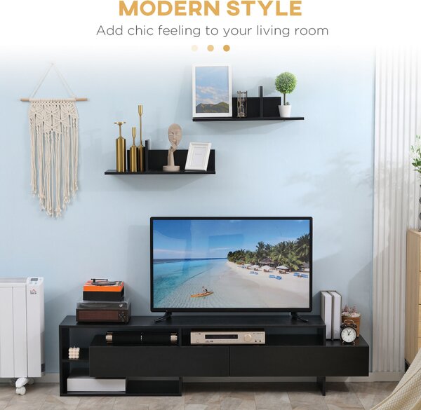 Homcom Modern TV-állvány 130 cm Szekrényekkel és Polcokkal – Fekete