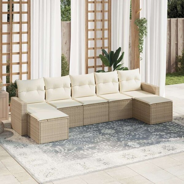 VidaXL Polyrattan Kerti Ülőgarnitúra - 7 részes - Bézs
