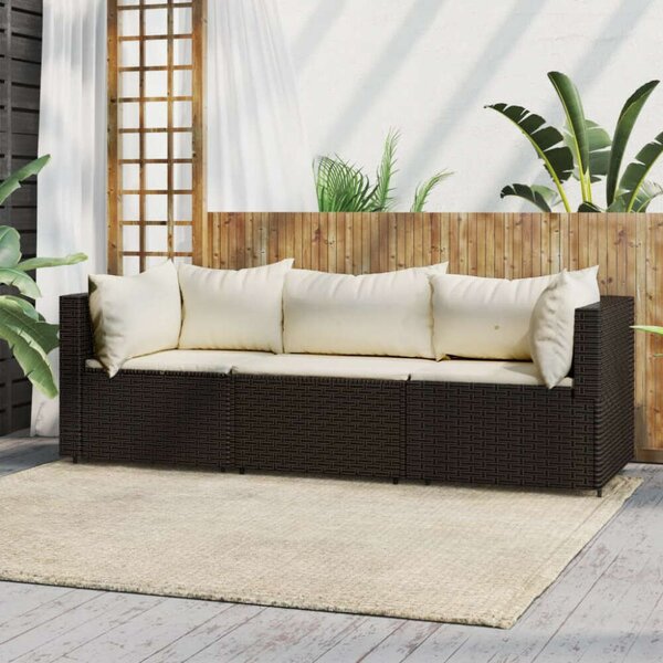 Polyrattan Kerti Ülőgarnitúra - Barna - 3 részes
