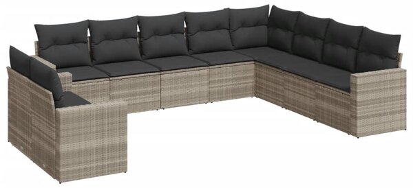 VidaXL Polyrattan Kerti Ülőgarnitúra - 10 részes - Világosszürke