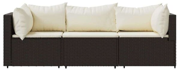 Polyrattan Kerti Ülőgarnitúra - Barna - 3 részes
