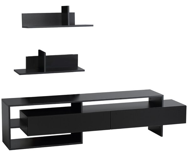 Homcom Modern TV-állvány 130 cm Szekrényekkel és Polcokkal – Fekete