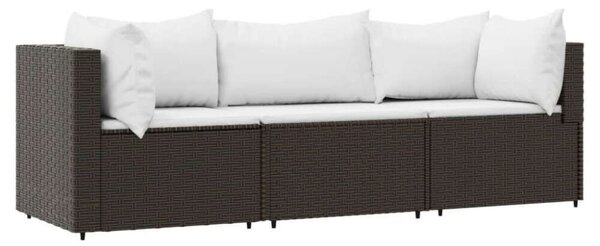 Polyrattan Kerti Ülőgarnitúra - Barna - 3 részes
