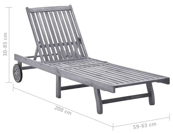 VidaXL Akácfa Napozóágy - Kék Párnával - 200cm