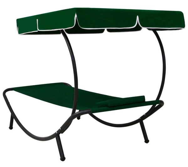 VidaXL Napozóágy Napellenzővel - Zöld - 200cm