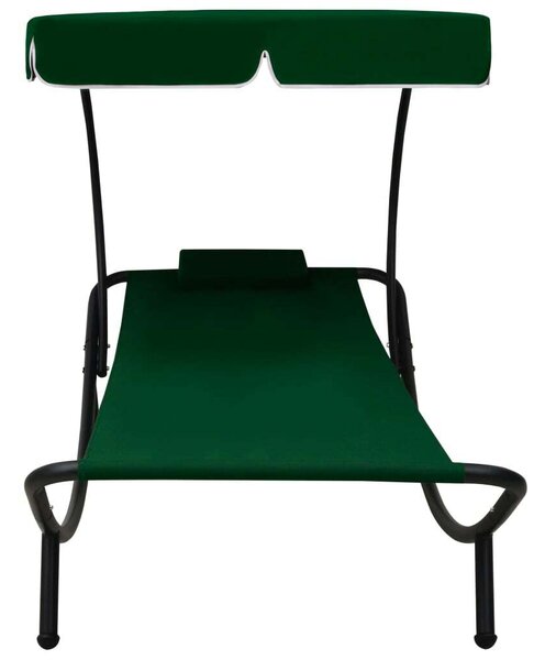 VidaXL Napozóágy Napellenzővel - Zöld - 200cm