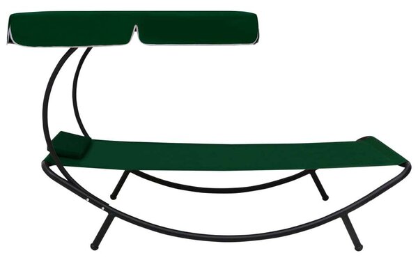 VidaXL Napozóágy Napellenzővel - Zöld - 200cm