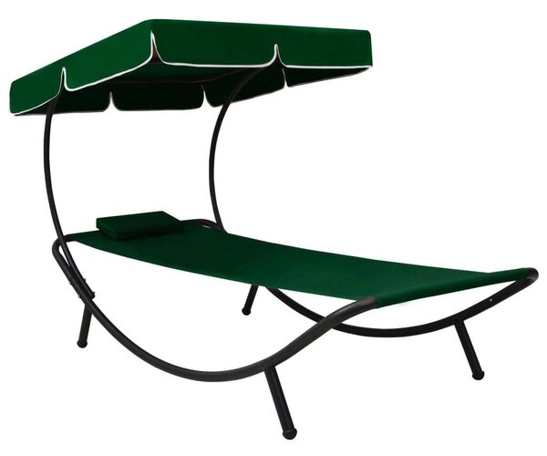 VidaXL Napozóágy Napellenzővel - Zöld - 200cm