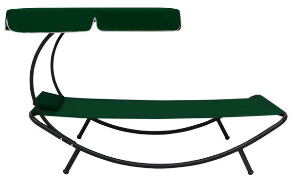 VidaXL Napozóágy Napellenzővel - Zöld - 200cm