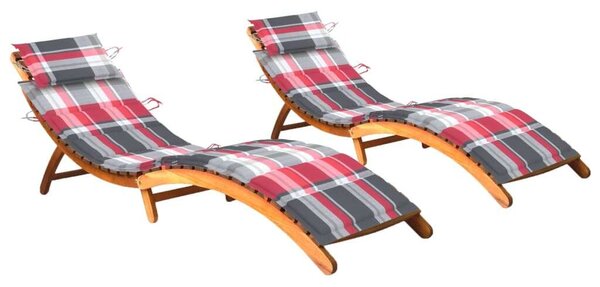 VidaXL Akácfa Napozóágy 2 db - Kertbútor - Párnákkal
