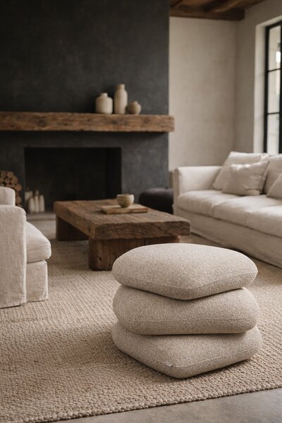 King Home STONES Pufa Boucle Bézs Organikus Forma