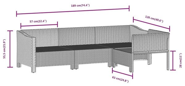 6 részes szürke polyrattan kerti ülőgarnitúra párnákkal