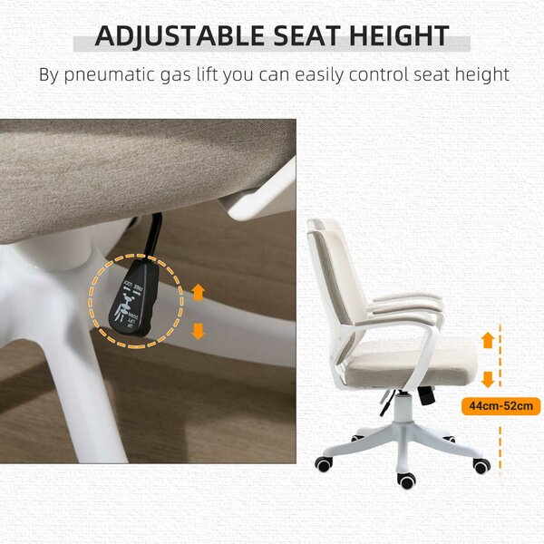 Vinsetto ergonomikus irodai szék állítható magassággal, 360°-ban forgatható és hintázó, 62x69x92-100 cm, bézs
