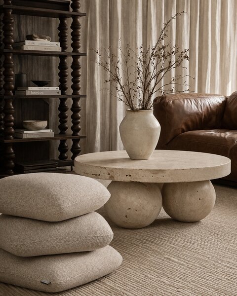 King Home STONES Pufa Boucle Bézs Organikus Forma