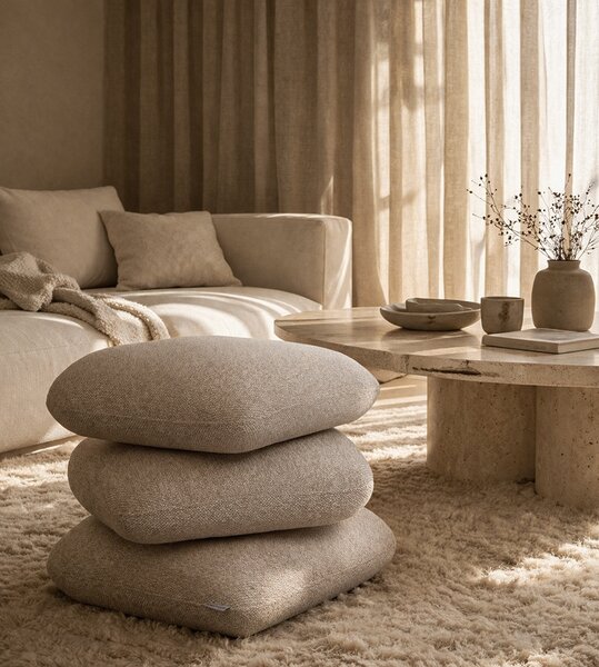 King Home STONES Pufa Boucle Bézs Organikus Forma