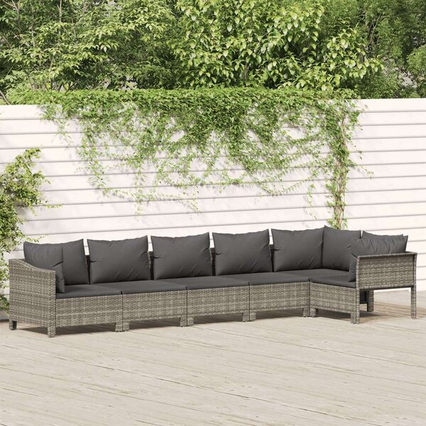 6 részes szürke polyrattan kerti ülőgarnitúra párnákkal