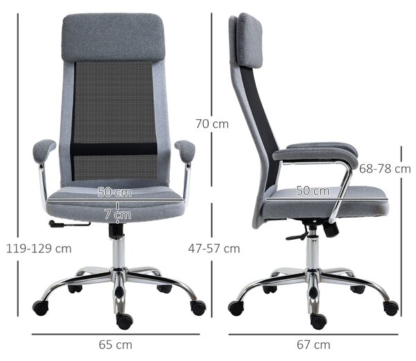 Vinsetto ergonomikus irodai szék, állítható magasságú, 65x60x119-129cm
