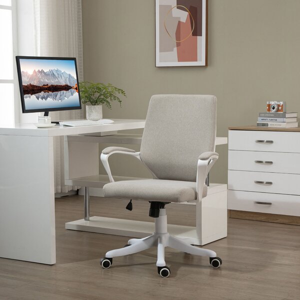 Vinsetto ergonomikus irodai szék állítható magassággal, 360°-ban forgatható és hintázó, 62x69x92-100 cm, bézs