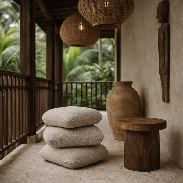 King Home STONES Pufa Boucle Bézs Organikus Forma