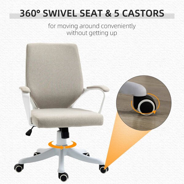 Vinsetto ergonomikus irodai szék állítható magassággal, 360°-ban forgatható és hintázó, 62x69x92-100 cm, bézs