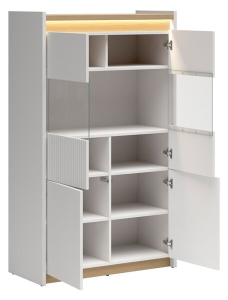 Könyvespolc Etrsalo 104, Zárt, Ajtókkal, Laminált forgácslap, 151x90x40cm, Világosszürke, Tölgy