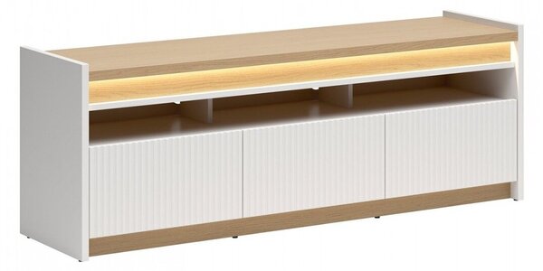 TV-állvány Etrsalo 102, Laminált forgácslap, 56x154x40cm, Világosszürke, Tölgy