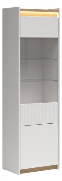 Könyvespolc Etrsalo 103, Zárt, Ajtókkal, Laminált forgácslap, 201x60x40cm, Tölgy, Világosszürke