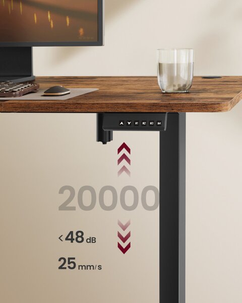 SONGMICS elektromosan állítható magasságú íróasztal 180 x 80 cm vintage barna memóriafunkcióval