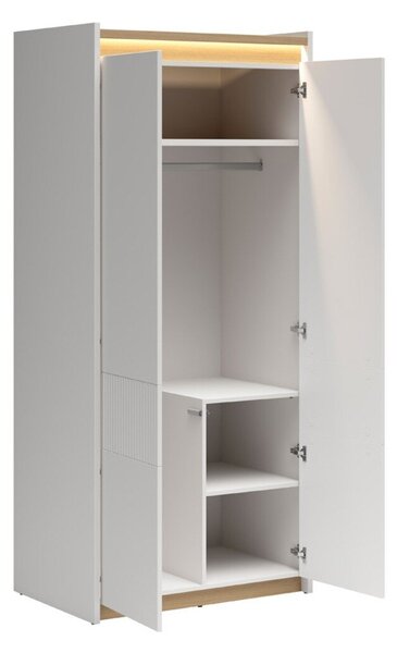 Gardróbszekrény Etrsalo 106, Laminált forgácslap, 201x90x58cm, Tölgy, Világosszürke