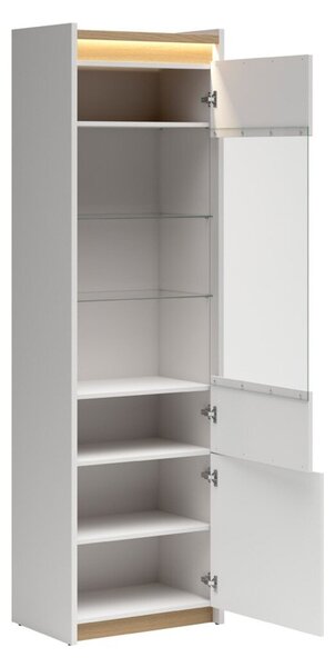 Könyvespolc Etrsalo 103, Zárt, Ajtókkal, Laminált forgácslap, 201x60x40cm, Tölgy, Világosszürke