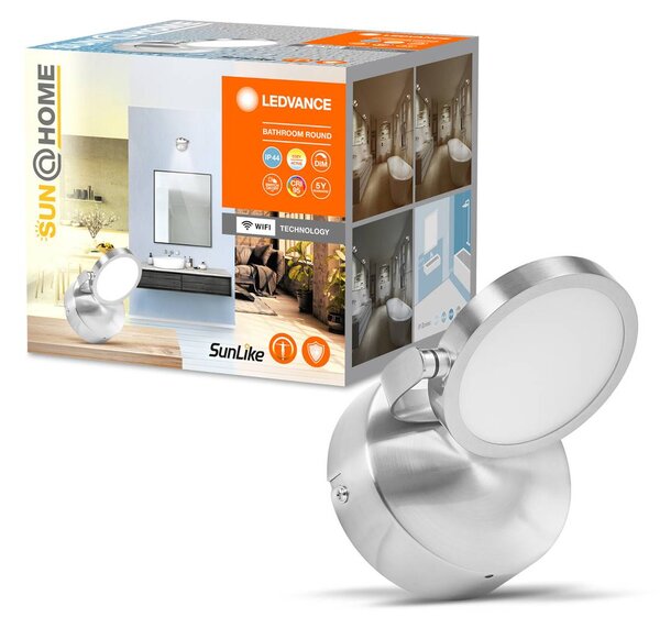 LEDVANCE SMART+ SUN@Home Fürdőszoba LED fali spotlámpa 1-fényű spotlámpa, dimmelhető, Alu / szürke / cink, Fürdőszoba, fém, Modern