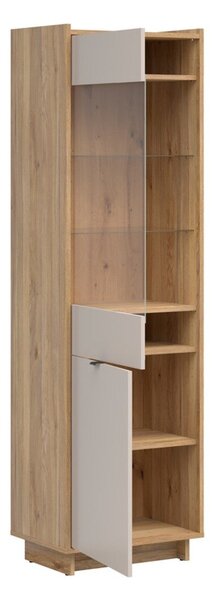 Könyvespolc Lorlivo 105, Zárt, Ajtókkal, Laminált forgácslap, 201x60x42cm, Kasmír, Tölgy
