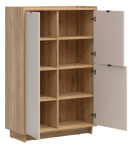 Könyvespolc Lorlivo 106, Zárt, Ajtókkal, Laminált forgácslap, 146x96x42cm, Kasmír, Tölgy