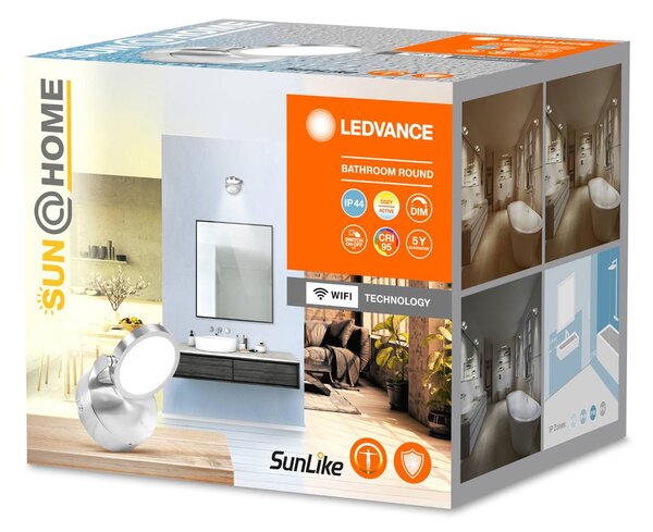 LEDVANCE SMART+ SUN@Home Fürdőszoba LED fali spotlámpa 1-fényű spotlámpa, dimmelhető, Alu / szürke / cink, Fürdőszoba, fém, Modern