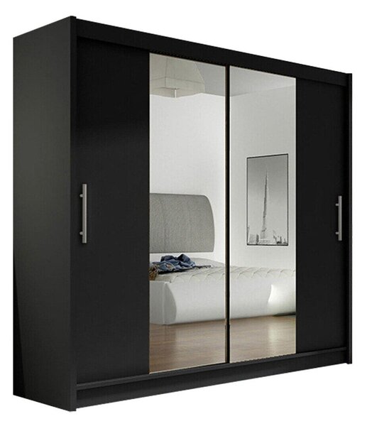Gardróbszekrény Closico Pallor II, Laminált forgácslap, 215x180x58cm, Fekete