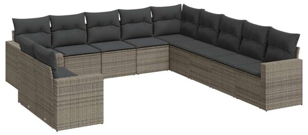 VidaXL Polyrattan Kerti Ülőgarnitúra - 11 részes - Szürke