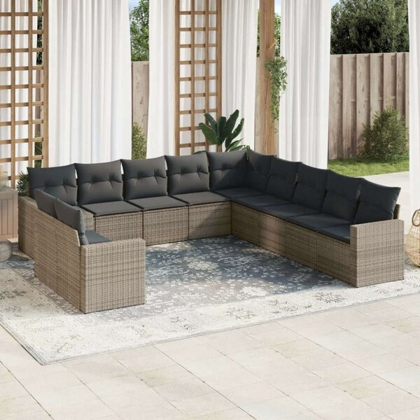 VidaXL Polyrattan Kerti Ülőgarnitúra - 11 részes - Szürke