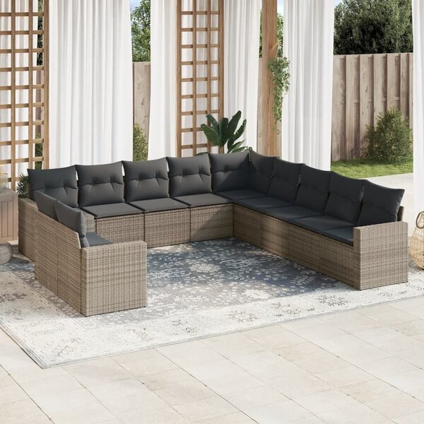 VidaXL Polyrattan Kerti Ülőgarnitúra - 11 részes - Szürke