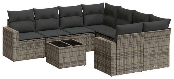 VidaXL Polyrattan Kerti Ülőgarnitúra - 9 részes - Szürke