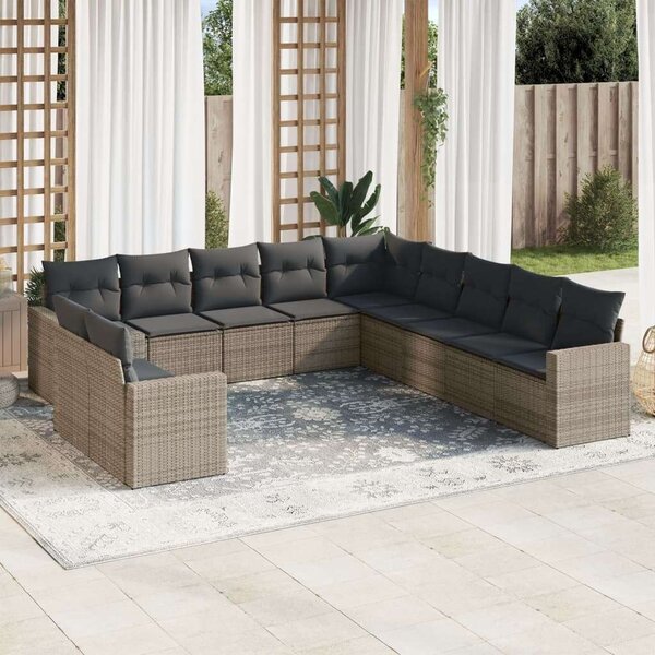 VidaXL Polyrattan Kerti Ülőgarnitúra - 11 részes - Szürke