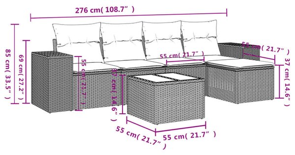 VidaXL Polyrattan Kerti Ülőgarnitúra - 6 részes