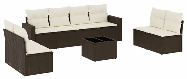VidaXL 9 részes barna polyrattan kerti ülőgarnitúra párnákkal